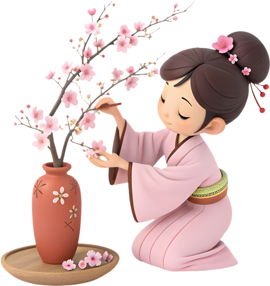 Spring-Themed Cartoon Characters at a Beautiful Cherry Blossom Festival. . png