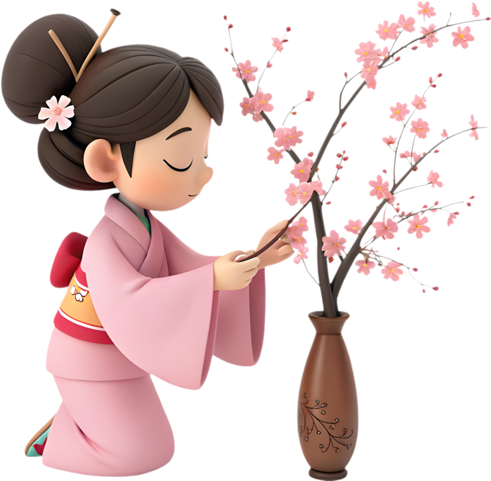Vibrant Cherry Blossom Festival with Adorable Spring Cartoon Characters. . png