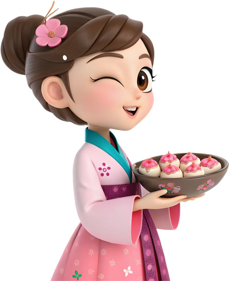 Springtime Cartoon Art with Characters in Cherry Blossom Settings. . png