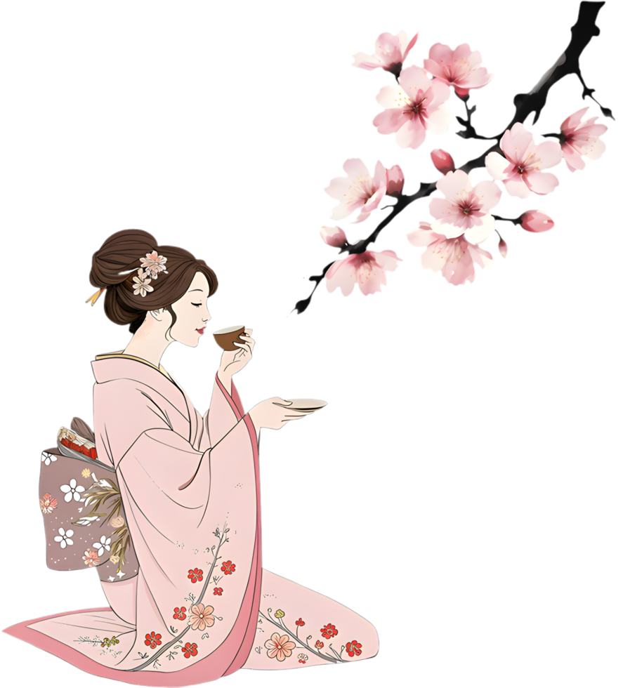 Cute Spring Characters Amid Cherry Blossoms for Artistic Decorations. . png