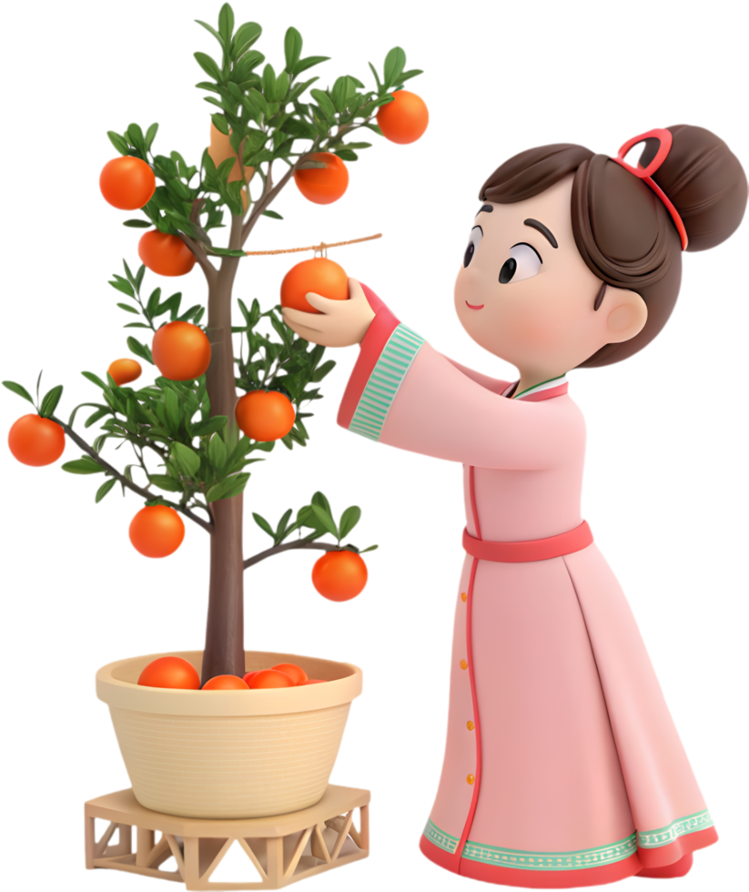 Charming Cartoon Characters Embracing Chinese New Year in Festive Style. . png