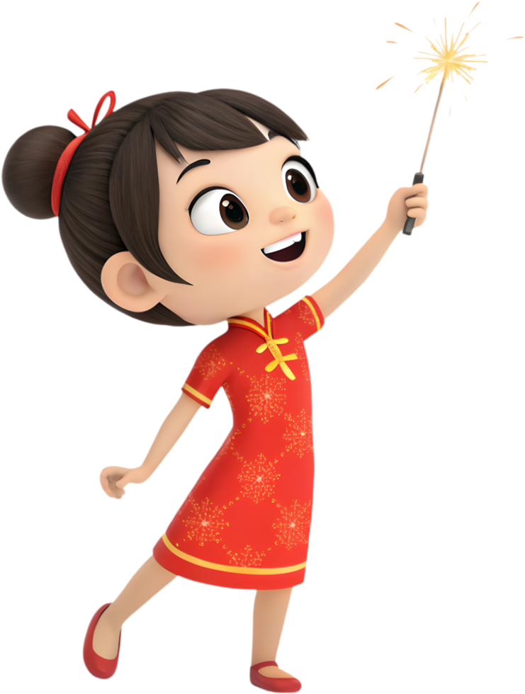 Adorable Girls in Stunning Outfits for Chinese New Year Celebrations. . png
