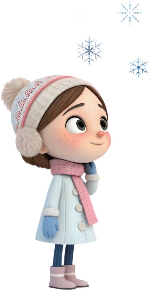 Festive Winter Charm Captured with Beautiful Cartoon Christmas Girls. . png