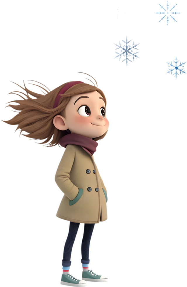Lovely Cartoon Girls Adding Charm to Christmas Winter Festivities. . png