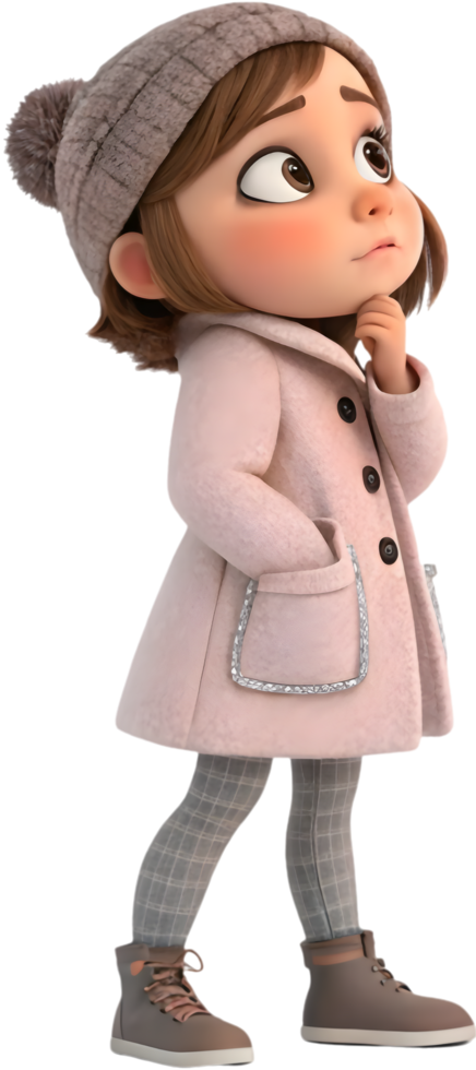 Festive Cartoon Girls Radiating Cheer in Christmas Wonderland Scenes. . png