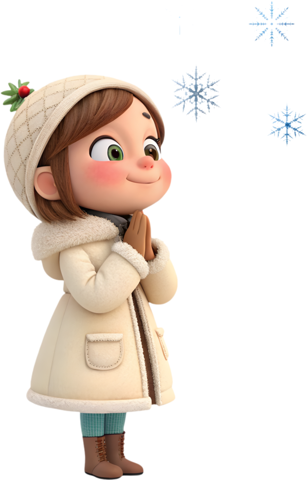 Celebrate Winter Festivities with Beautiful Cartoon Christmas Girl Designs. . png