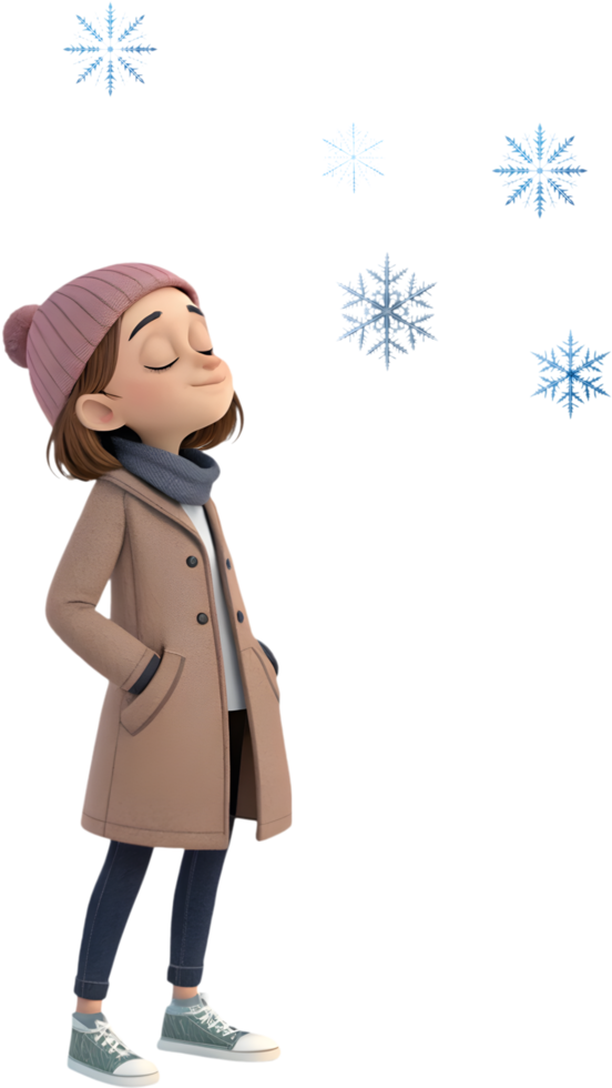Winter Charm Captured with Lovely Cartoon Girls at Christmas. . png