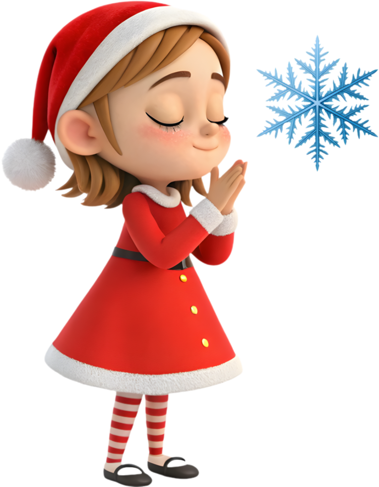 Magical Christmas Scenes Featuring Cute Girl in Santa Attire. . png