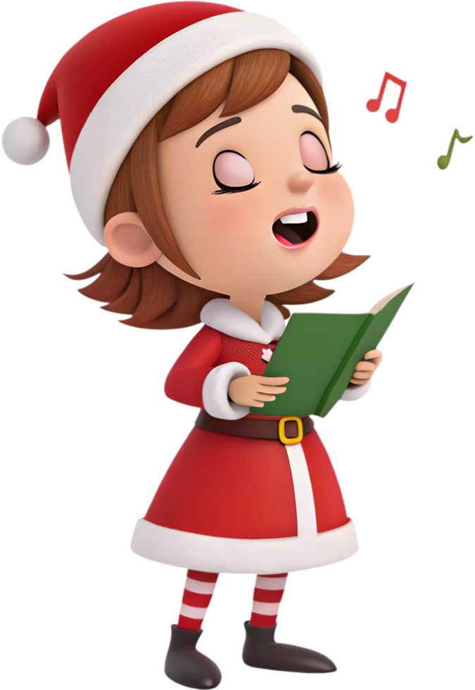 Festive Santa Girl Spreads Christmas Cheer in Cute Clipart. . png