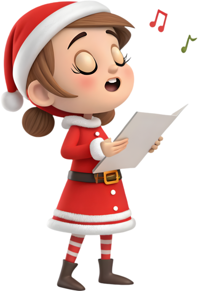 Lovely Cartoon Girl in Santa Outfit for Holiday Decorations. . png