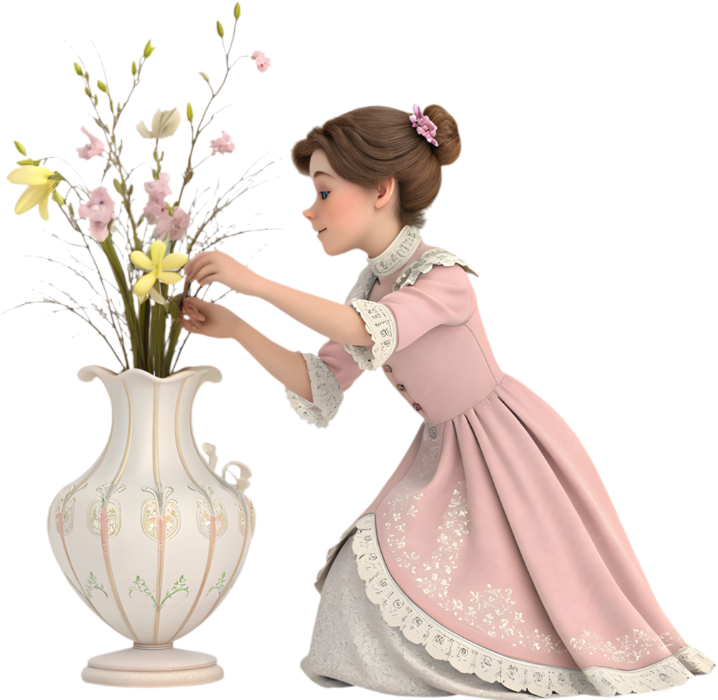 Beautiful Cartoon Girls Adding Festive Touch to Easter Designs. . png