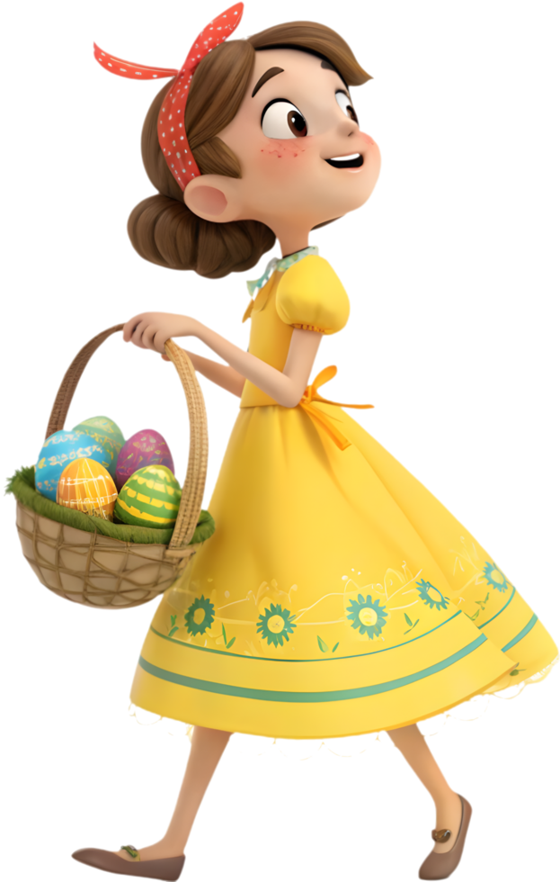 Adorable Easter Girls Adding Decorative Touch to Creative Projects. . png