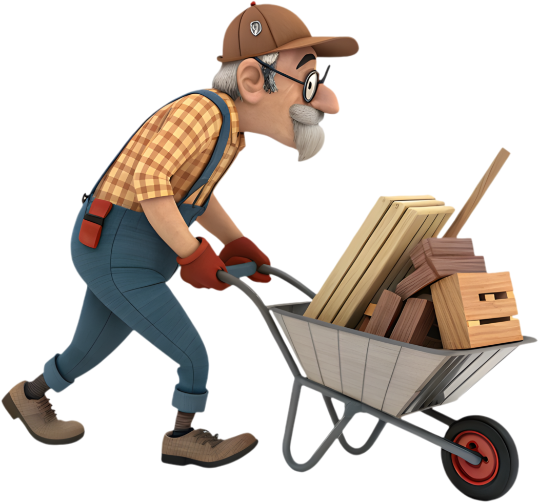 Proud Male Worker in Festive Labor Day Clipart. . png
