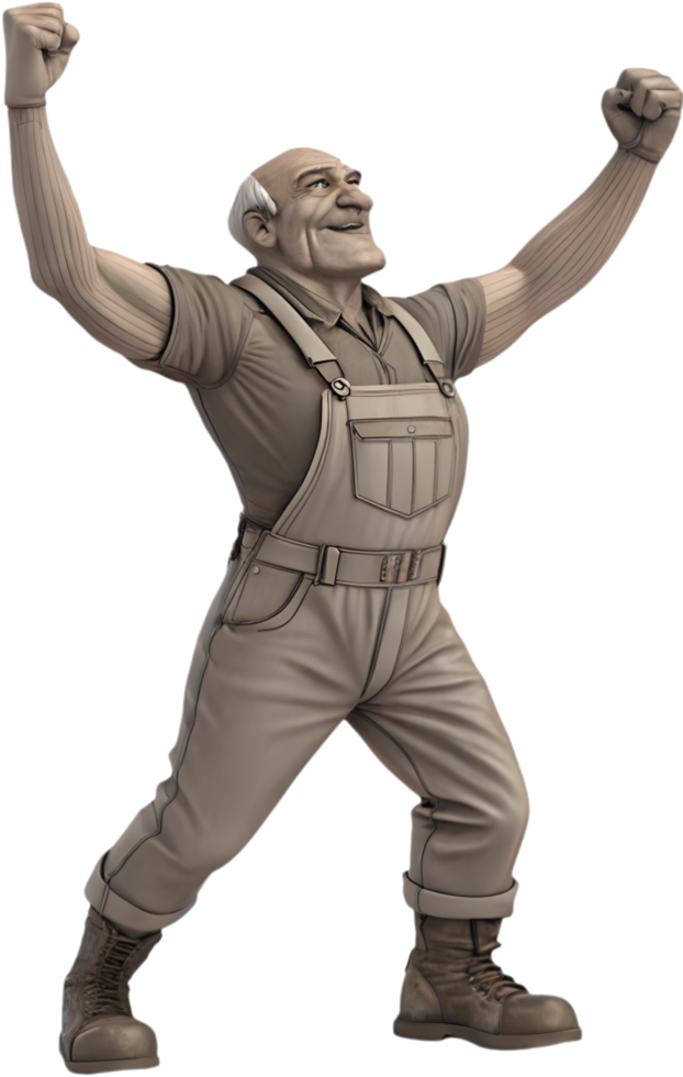 Proud Worker Posing for Labor Day Festive Clipart. . png