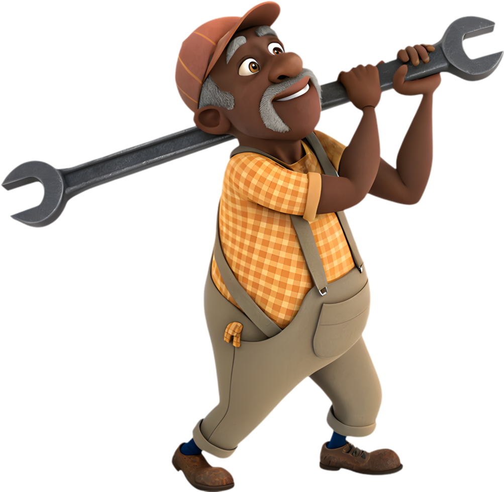 Male Worker Proudly Celebrating Labor Day in Clipart. . png