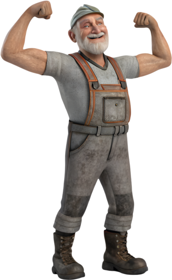 Labor Day Celebration Clipart Featuring Proud Male Worker Posing. . png