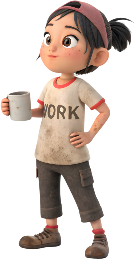 Proud Female Worker Posing for Labor Day Clipart. . png