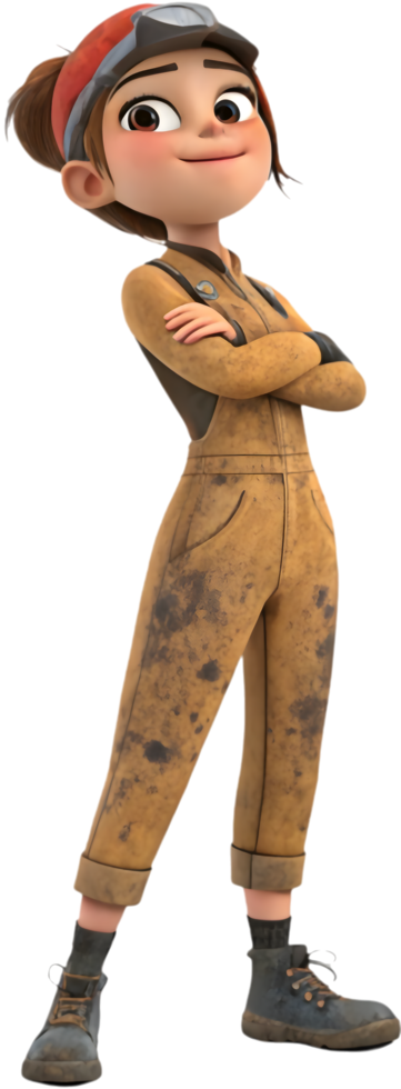Female Worker Posing Confidently for Labor Day Clipart. . png