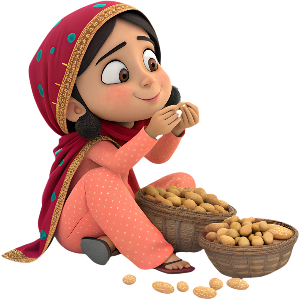 Girls in Colorful Lohri Outfits Posing for Clipart. . png