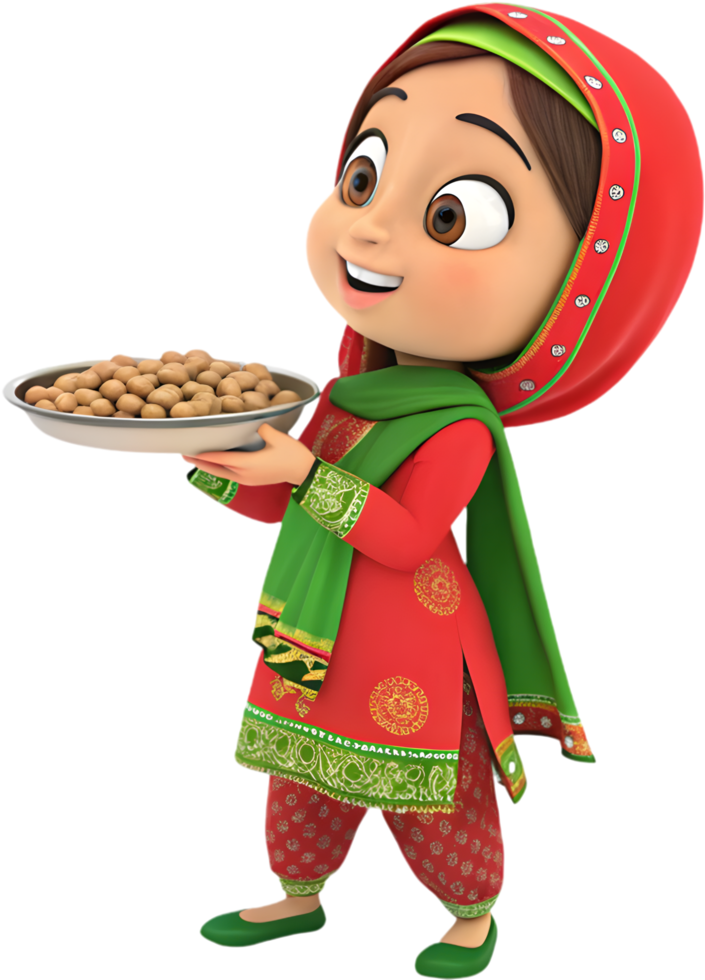 Festive Lohri Clipart Featuring Beautiful Girls in Bright Attire. . png
