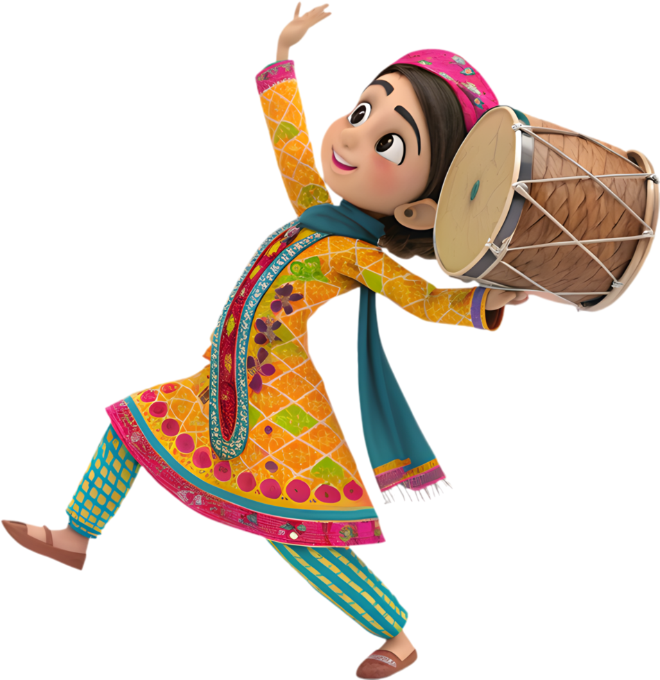 Girls in Vibrant Attire Posing for Lohri Clipart. . png
