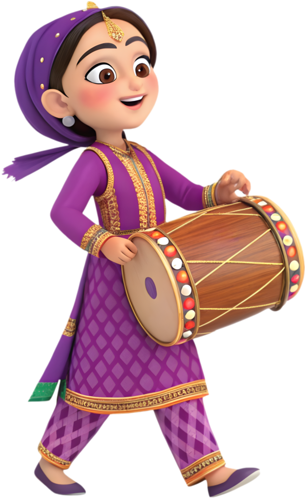 Beautiful Girls in Vibrant Attire for Lohri Clipart. . png