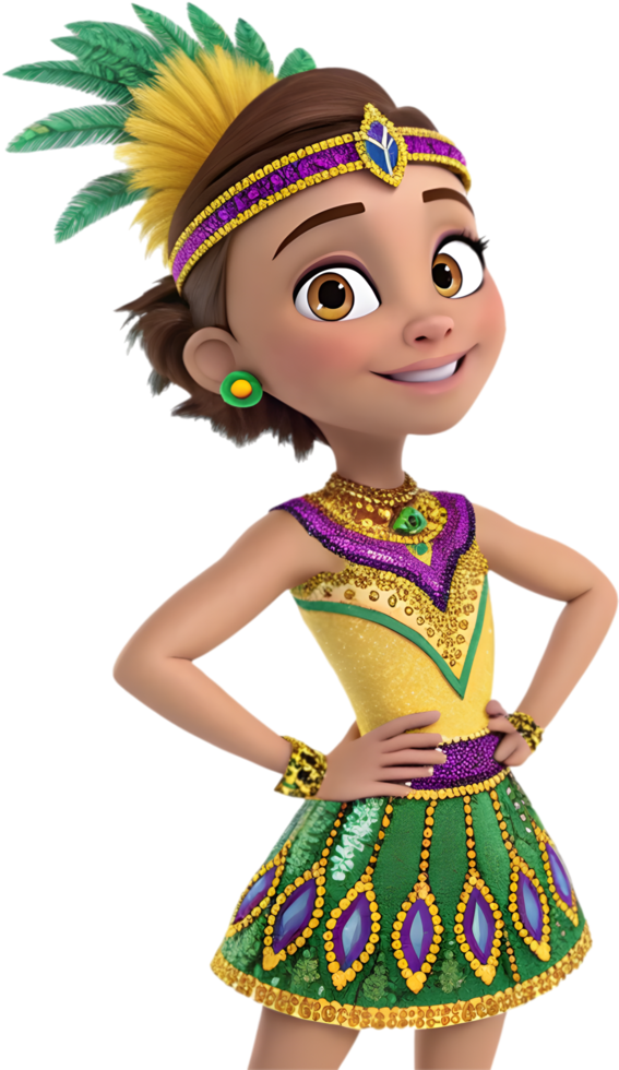 Beautiful Girls in Mardi Gras Parade for Clipart. . png