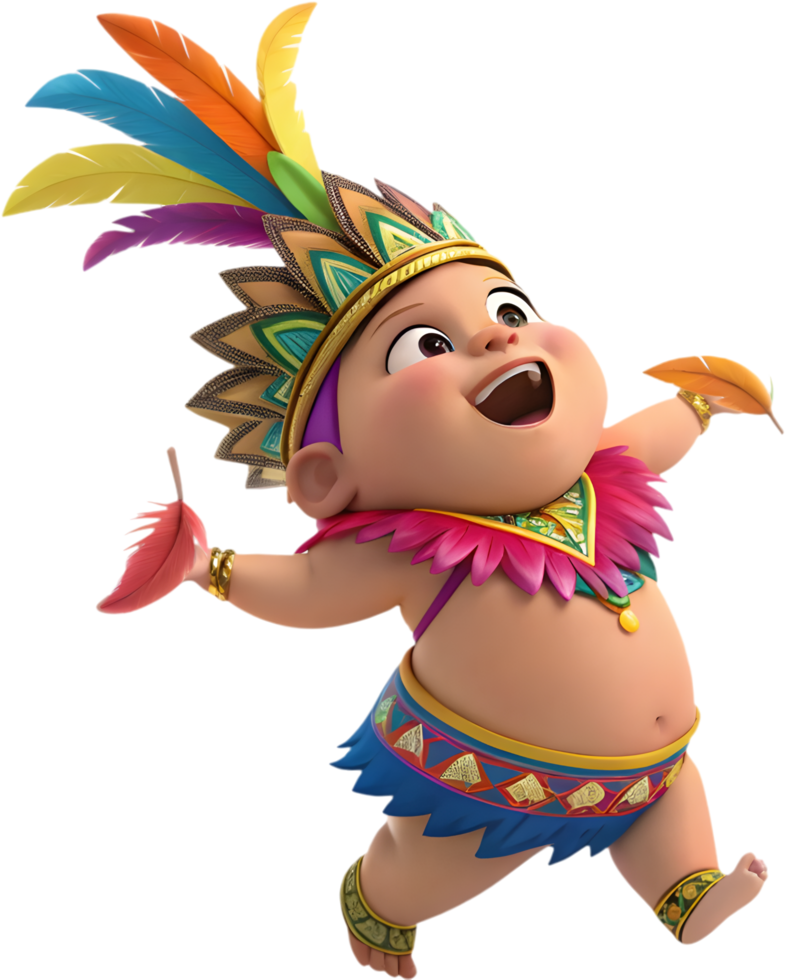 Cute Baby King Momo in Rio Carnival Clipart. . png