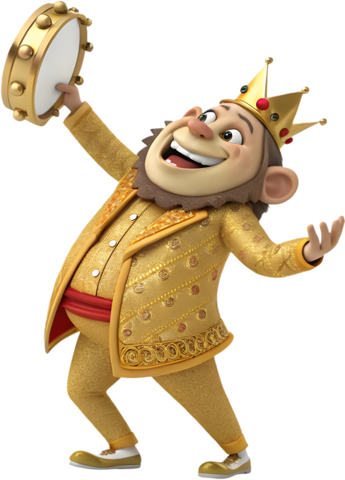 Cute King Momo Celebrating at Vibrant Rio Carnival. . png
