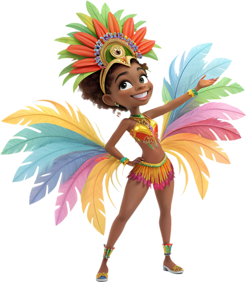 Vibrant Samba Queens Celebrating Rio Carnival Parade Clipart. . png
