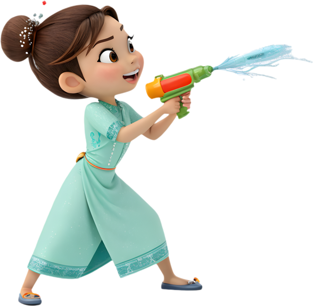 Vibrant Songkran Thai New Year festival girls clipart. . png