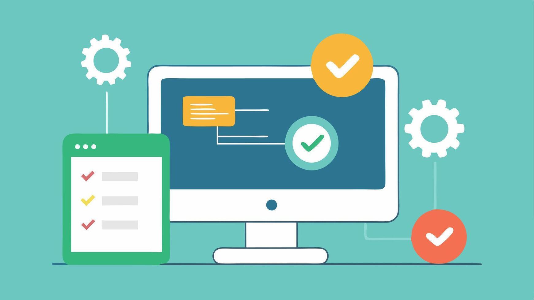 Technical Setup A spet showing a user the technical requirements for the elearning platform including device compatibility and internet speed with visual checkmarks.. vector