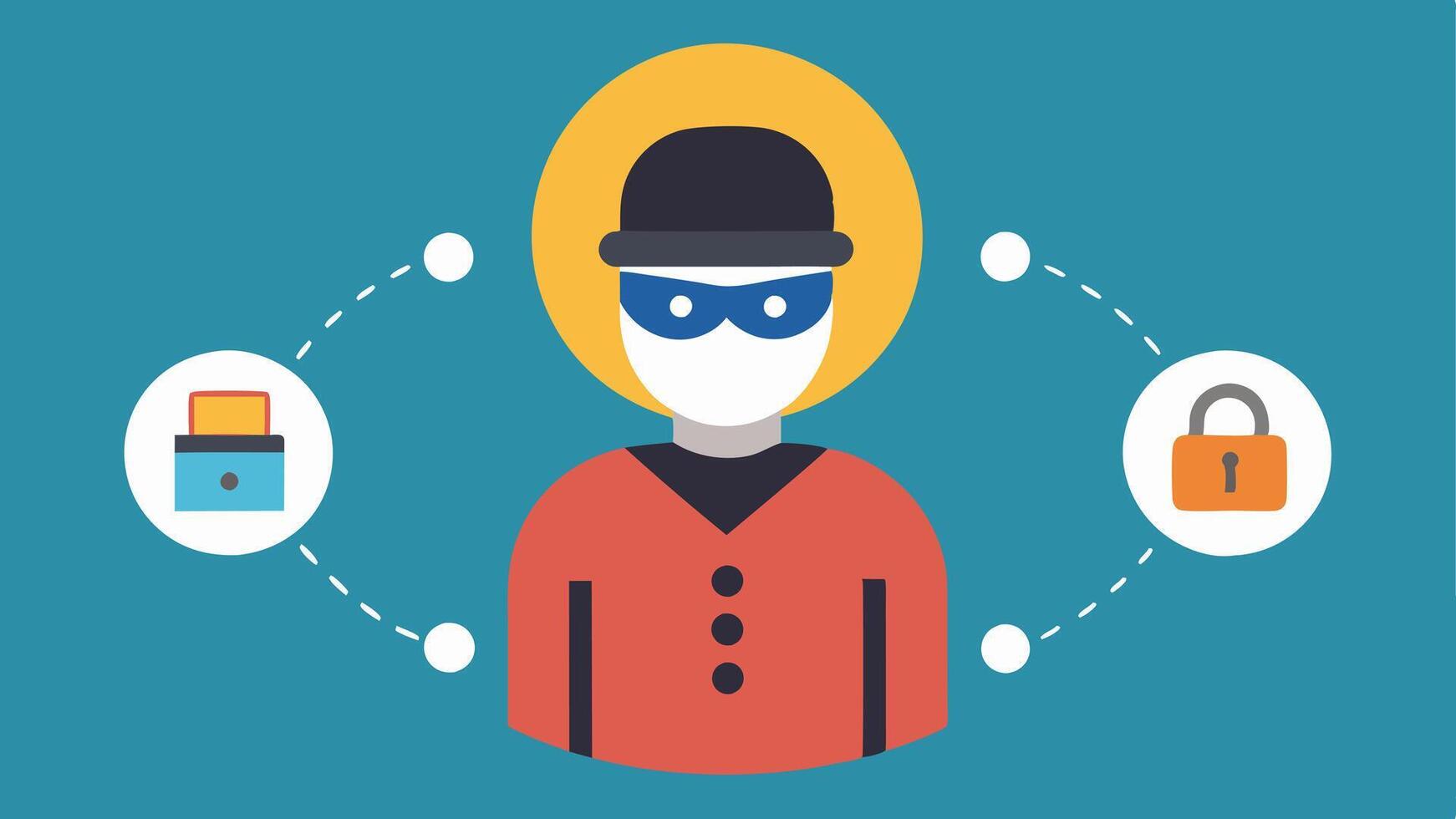 These illustrations can effectively portray the concept of criminal identity theft operations through the use of simple and recognizable visuals.. vector