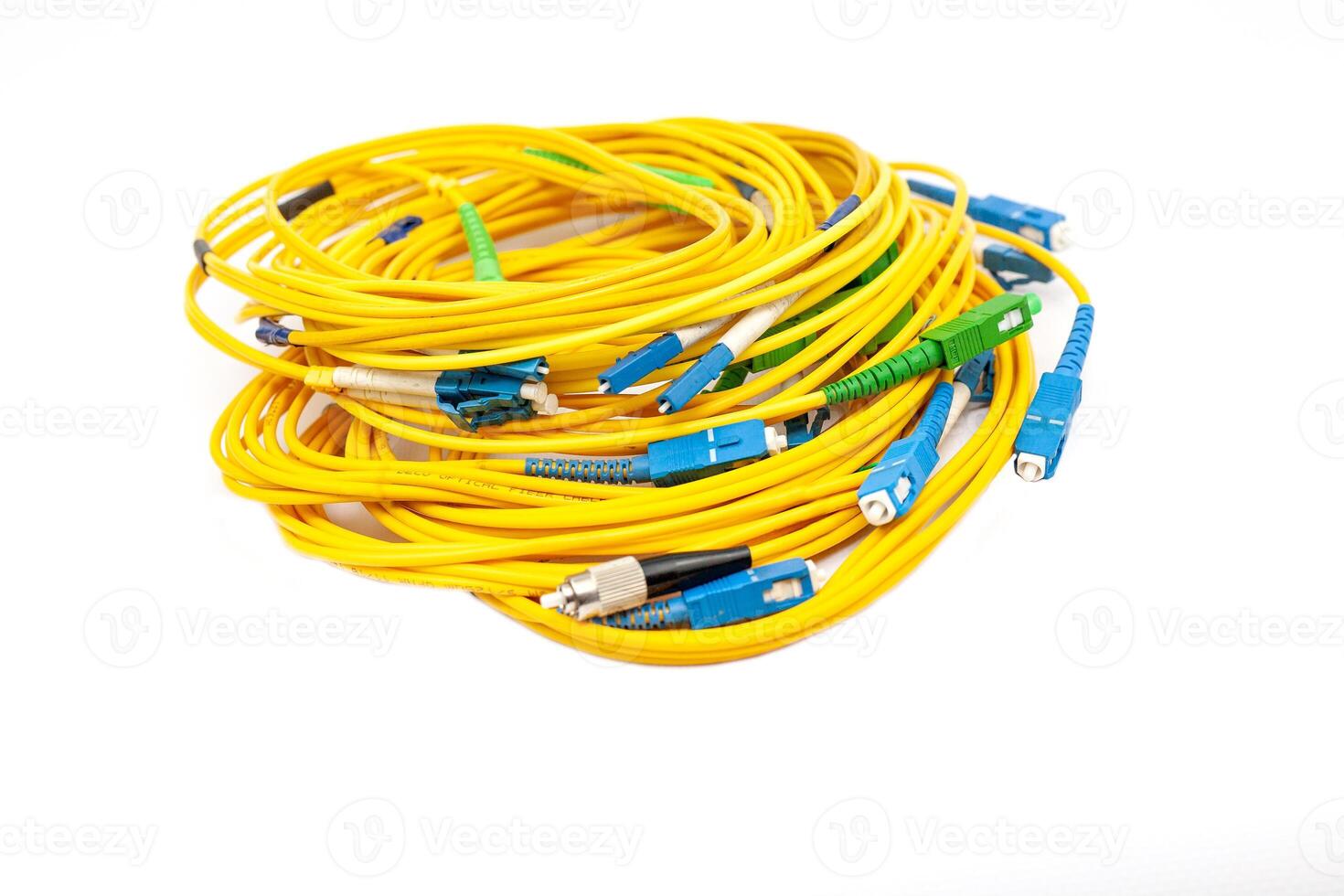 Fiber optic cables isolated on white background photo