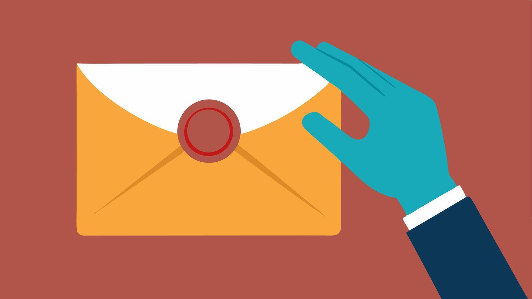 Sealing an Evidence Envelope A gloved hand sealing an evidence envelope with a wax seal demonstrating care in preserving collected evidence.. vector