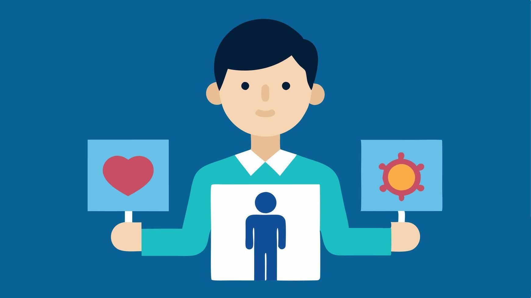 Visual Props The negotiator holds props like a photo of a family or a peaceful symbol trying to connect with the criminal emotionally during the negotiation.. vector