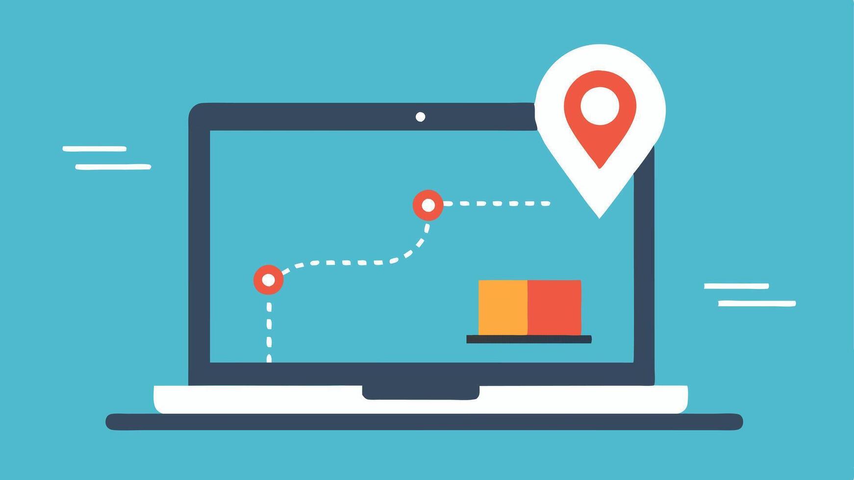 Tracking Screen A laptop screen displaying a map with a moving dot representing the suspects vehicle alongside a sidebar showing realtime data such as speed and direction.. vector