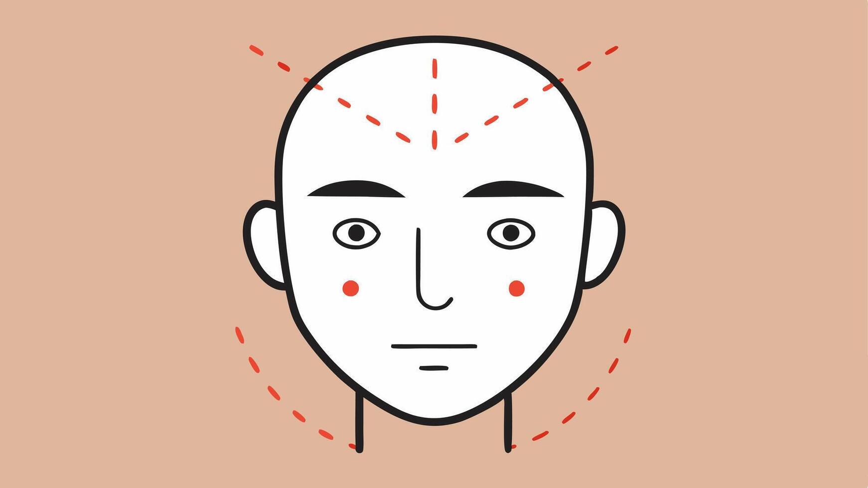 Sketchpad with Outline A sketchpad showing a rough outline of a face with dashes indicating where facial features will be refined.. vector