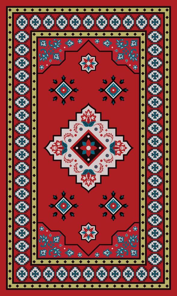 Persian turkish pattern rug red carpet vector