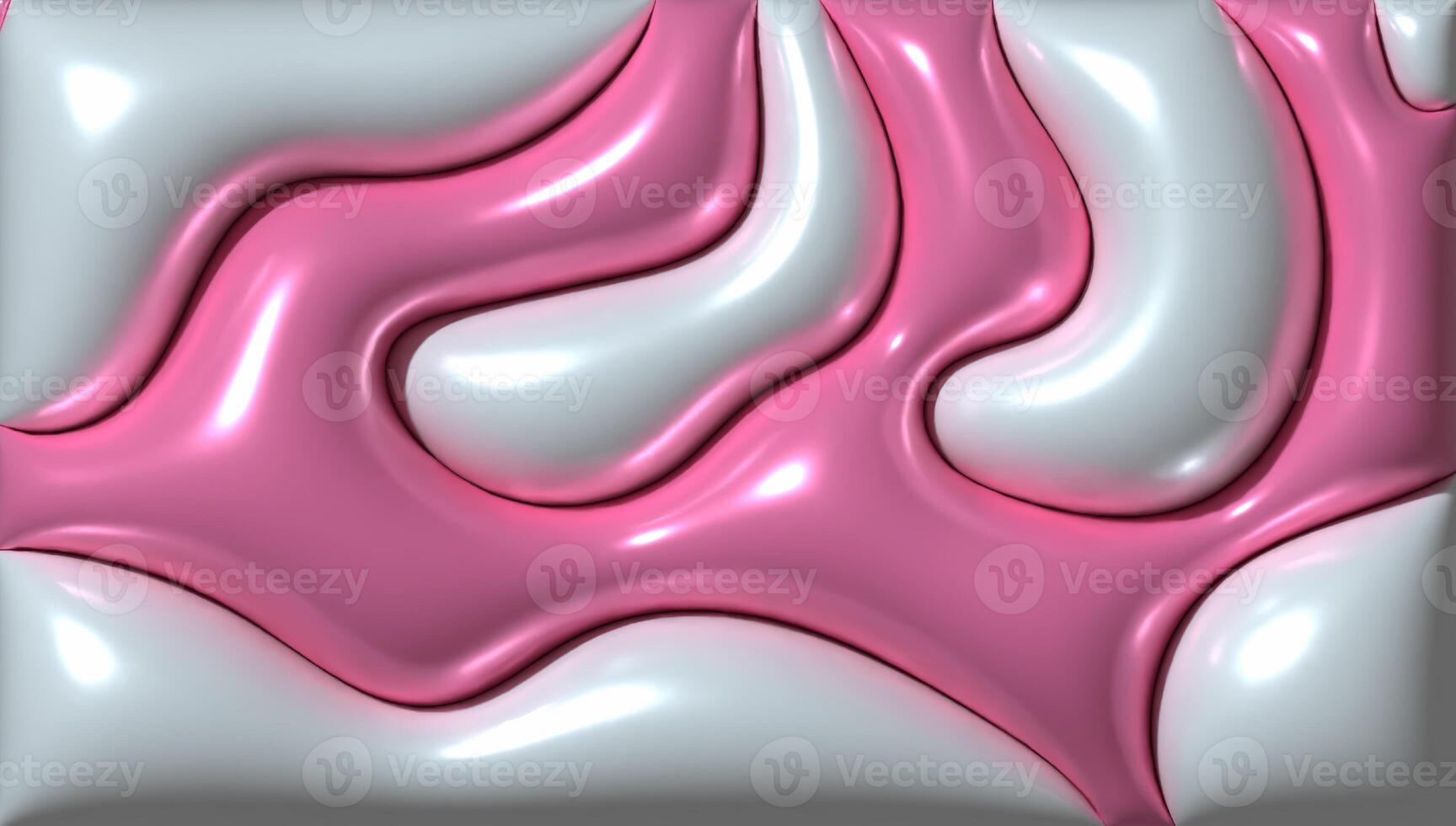 Pink inflated wavy shapes with smooth shiny surface on grey background, 3D rendering illustration photo