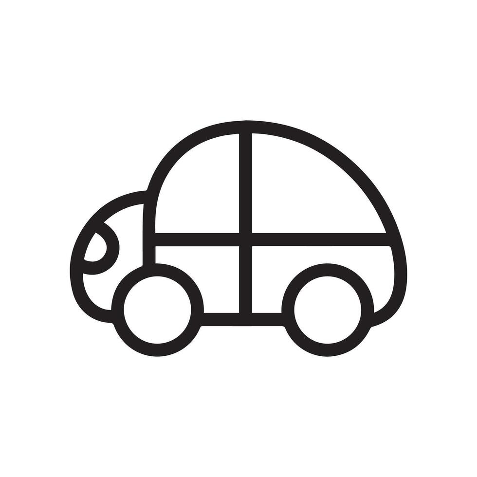 A black and white line drawing of a car on white background vector