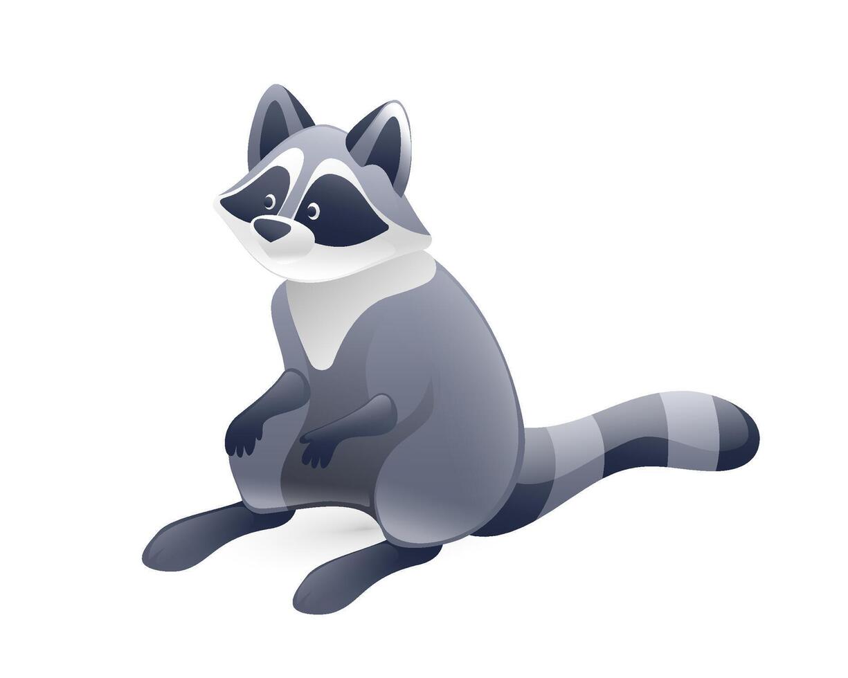 Raccoon illustration, realistic in 3D style. vector