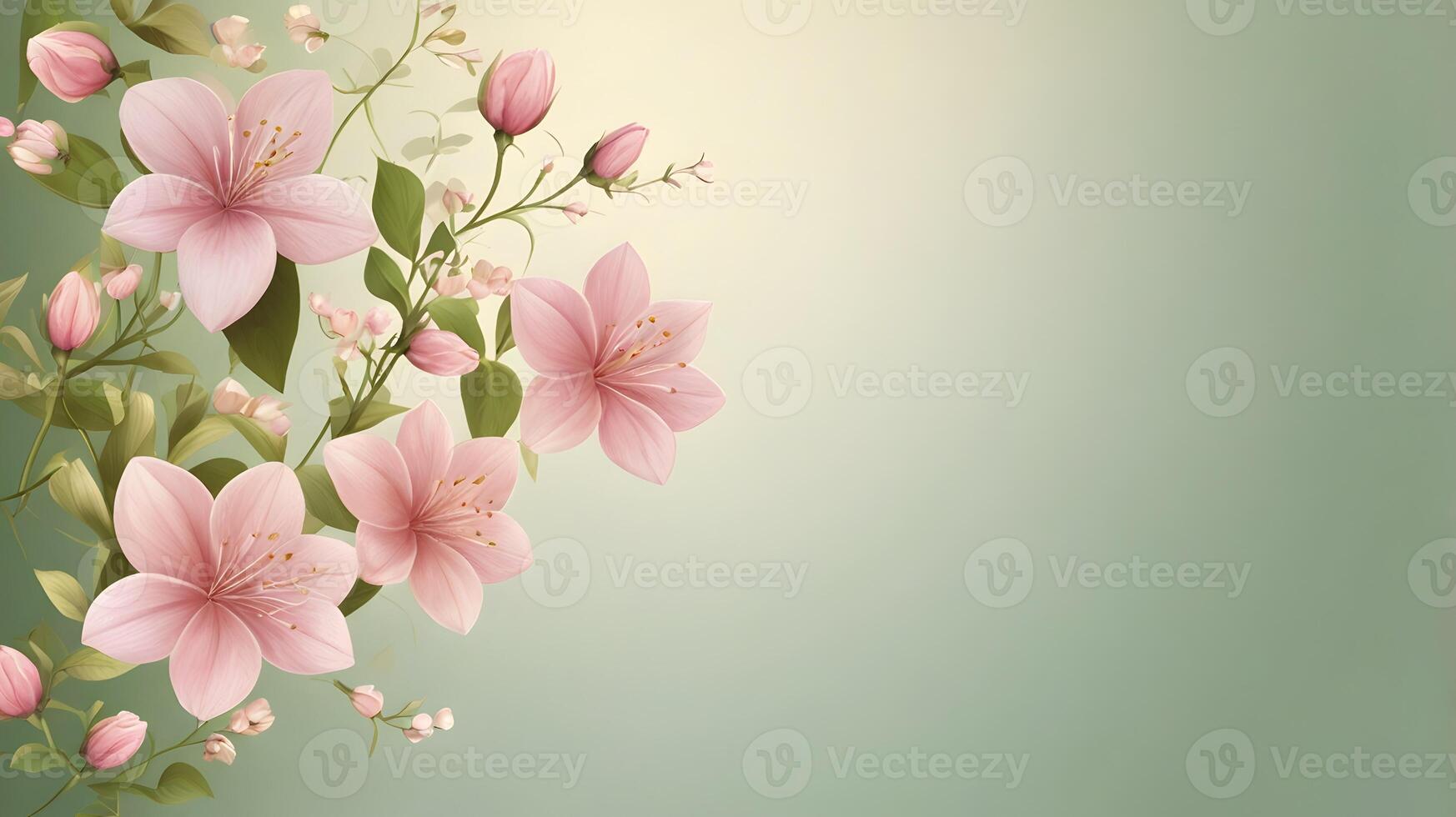 A delicate arrangement of blooming cherry blossoms in soft pink hues, captured in a serene and elegant setting, AI-Generateds photo