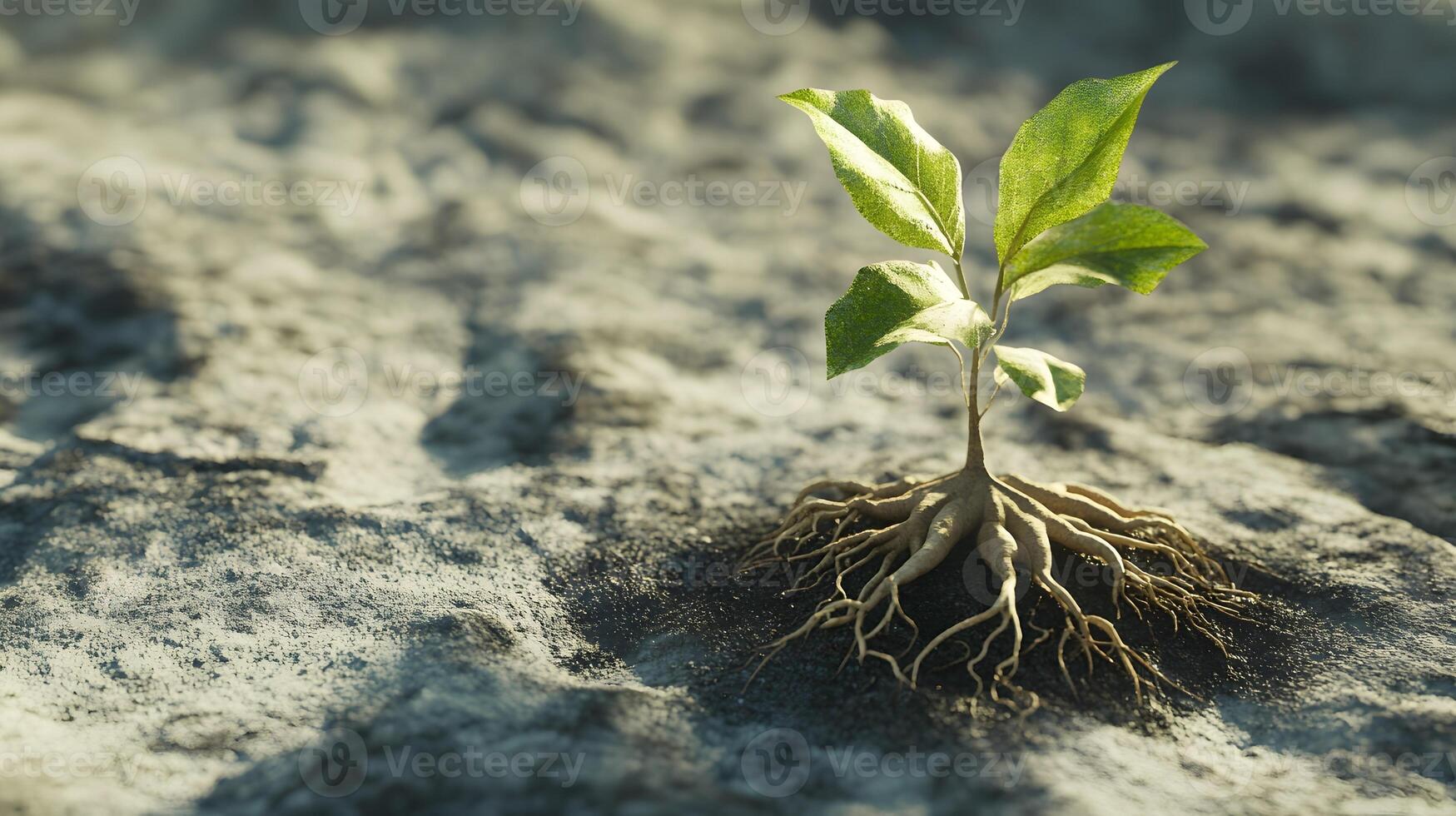 A delicate seedling, a beacon of hope, pushing through the cracks and claiming its place in the world, AI-Generateds photo