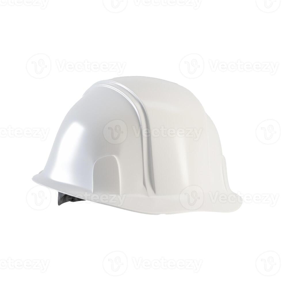 White hard hat isolated on white background, 3d render. White helmet cutout for Labour Day concept. photo