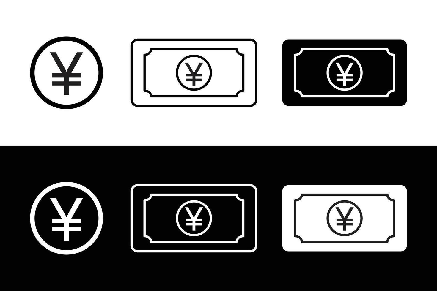 Japanese yen bill icon flat white and black trendy style illustration. Japanese yen money icon in flat style. vector