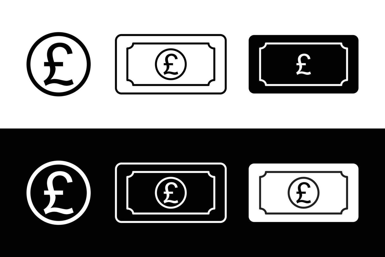 British pound bill icon flat white and black trendy style illustration. British pound money icon in flat style. vector