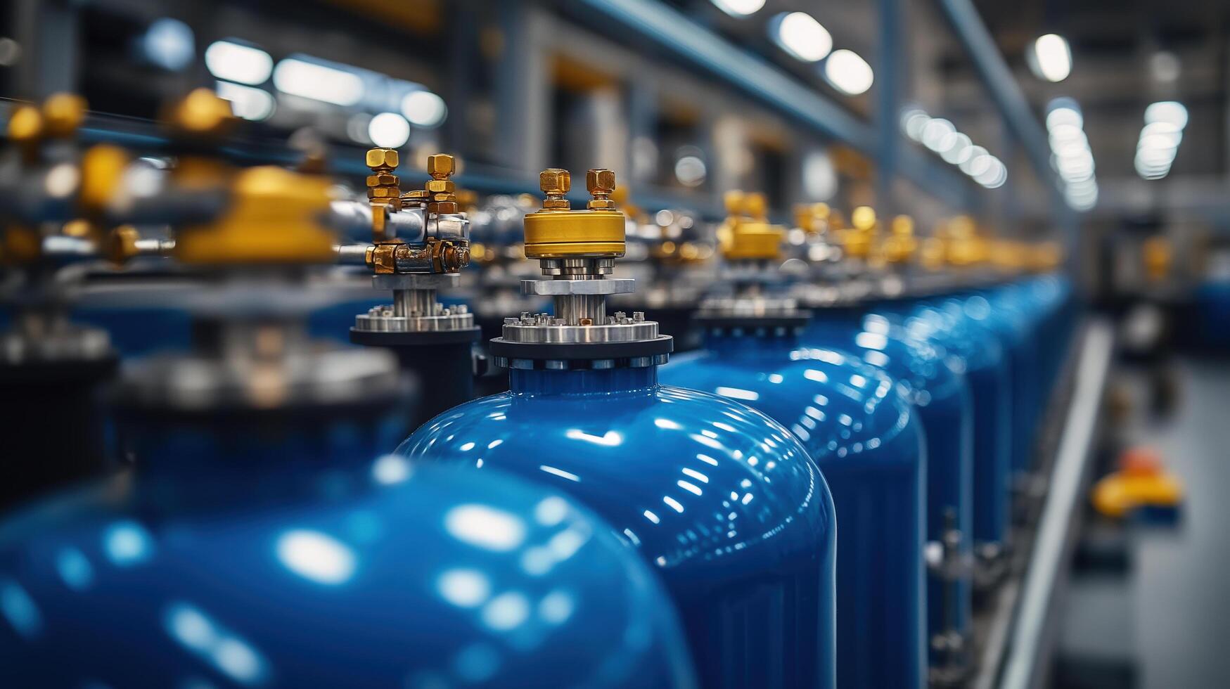 Industrial gas cylinders in a factory setting photo