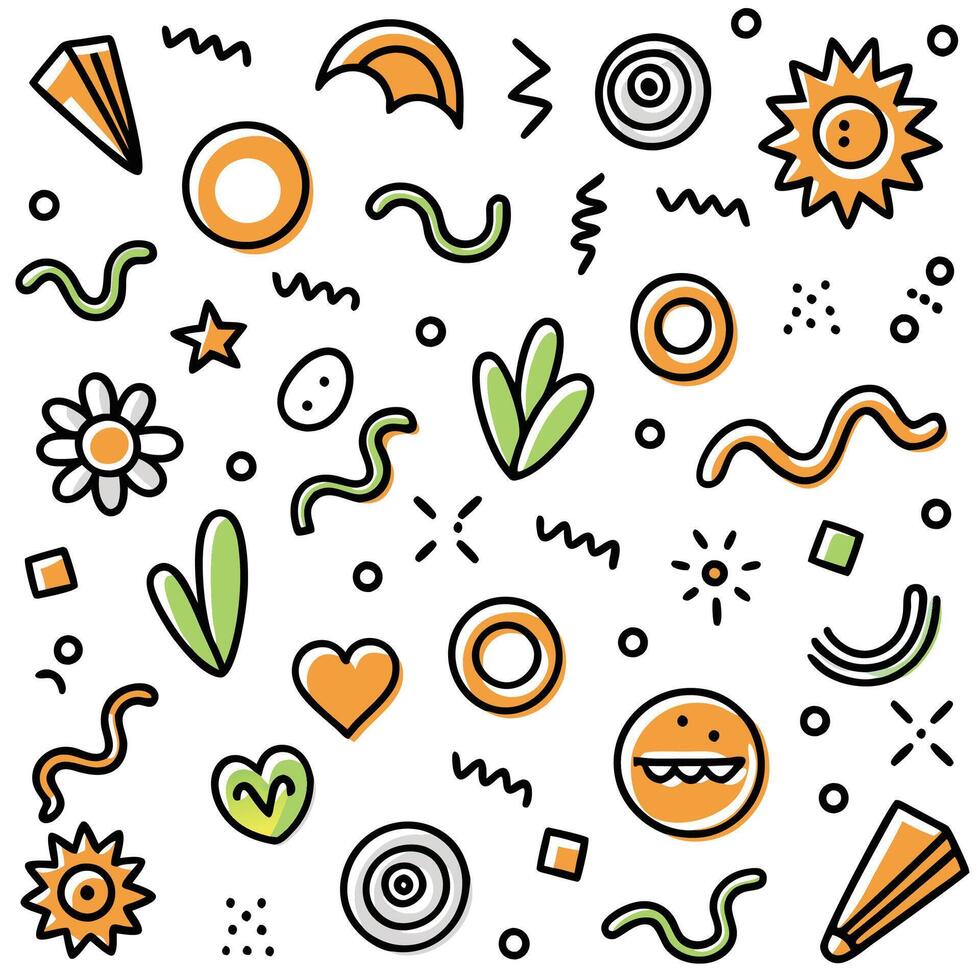 a colorful pattern with various objects and symbols vector