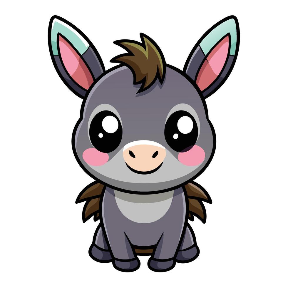 a cartoon donkey with big eyes and ears vector